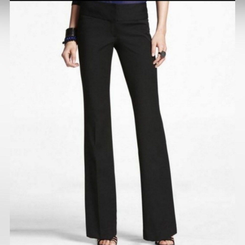Express Editor Black Flare Pants Wide Waistband Work Trousers Size 00R